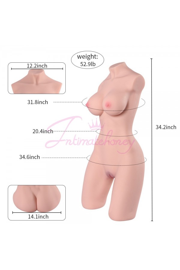 Lifesize Half Body Sex Doll, dame sexy avec des vagins et des seins vaginaux, poupée de sexe réaliste en silicone