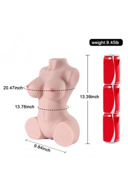 Rolan 4.3kg Realistischer männlicher Masturbator 3D, Halber Körper Sexpuppe mit Vagina und Anal